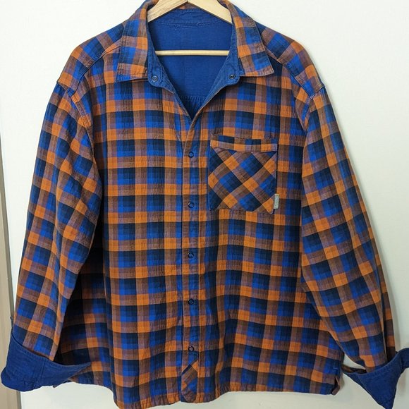 Mountain Hardwear Other - Mountain Hardwear Checker Reversible Button Shirt Orange Blue XXL